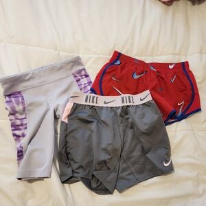 Nike Kids Athletic Shorts Set - Red, Gray, and Purple